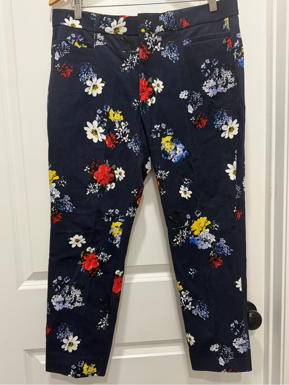 Banana Republic Navy Floral Crop Jeans - Red, Yellow, White, Blue